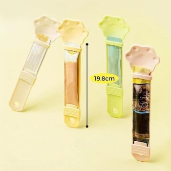 Cat Strip Feeder, Pet Feeder Cat Strip Squeeze Spoon, Cat Snack Spoon for Lickable Wet Cat Pet Liquid (YELLOW)