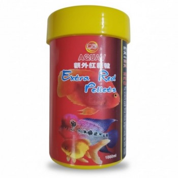 AQUAV Extra Red Pellets 1000ml – Color Enhancing Fish Food for Flower Horn, Red Parrot & Goldfish with Astaxanthin, Spirulina, Vitamins & Minerals, Does Not Cloud Water