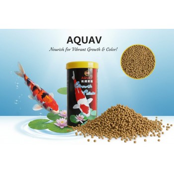 AQUAV Growth Pellets Koi Fish Food 500ml – High Protein Formula with Spirulina for Fast Growth & Vibrant Color