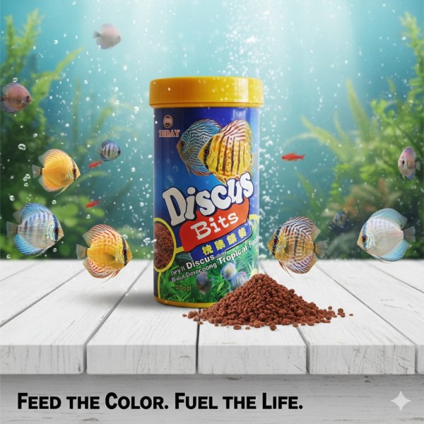 AQUAV Discus Bits 500ml – High Protein Color Enhancing Granular Food for Discus & Tropical Fish