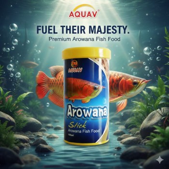 AQUAV Arowana Stick Fish Food 500ml | High Protein Color Enhancing Floating Sticks for Arowana Fish