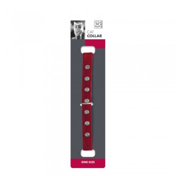 M-PETS Diamonds Pet Collar Red with Bell, Adjustable Collar for Cats Small Dogs & Small Pets, Durable Comfortable Pet Collar, One Size 20-30.5cm