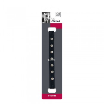 M-PETS Diamonds Pet Collar Black with Bell for Cats, Small Dogs & Small Pets, Adjustable Durable Comfortable Collar, One Size 20-30.5cm