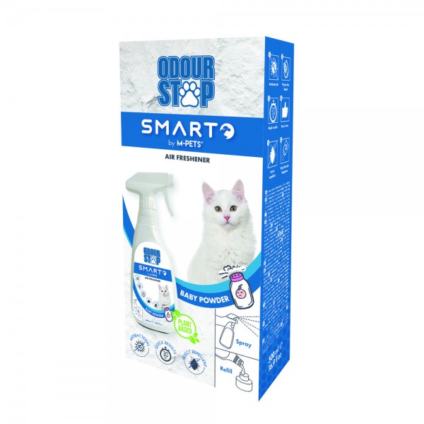 M-PETS Odour Stop Air Freshener Spray Baby Powder Scent 500ml – Phytoncide-Based Antibacterial Odour Eliminator & Insect Repellent for Home, Pets, Car, Room & Laundry Areas