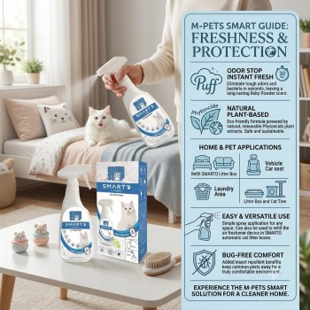 M-PETS Odour Stop Air Freshener Spray Baby Powder Scent 500ml – Phytoncide-Based Antibacterial Odour Eliminator & Insect Repellent for Home, Pets, Car, Room & Laundry Areas