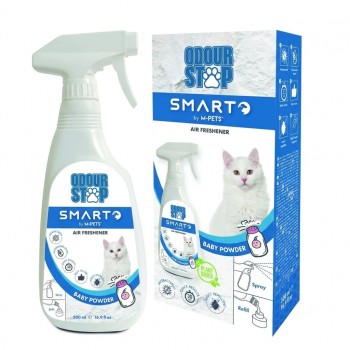 M-PETS Odour Stop Air Freshener Spray Baby Powder Scent 500ml – Phytoncide-Based Antibacterial Odour Eliminator & Insect Repellent for Home, Pets, Car, Room & Laundry Areas