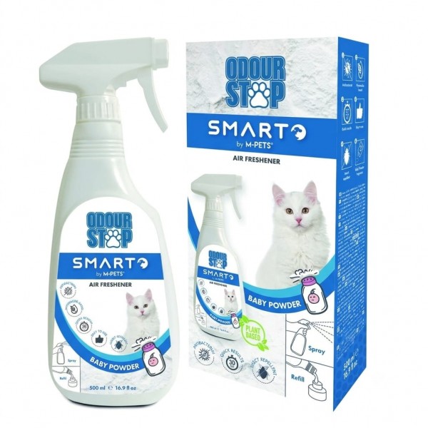 M-PETS Odour Stop Air Freshener Spray Baby Powder Scent 500ml – Phytoncide-Based Antibacterial Odour Eliminator & Insect Repellent for Home, Pets, Car, Room & Laundry Areas