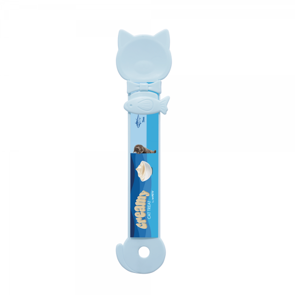 M-PETS Creamy Cat Spoon Baby Blue – Mess-Free Treat Dispenser for Cats, Ergonomic 27 cm Feeding Spoon for Creamy Cat Treats, Easy to Use & Store (27 x 6.5 x 0.5 cm)