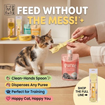 M-PETS Creamy Cat Spoon Strawberry Red – Mess-Free Cat Treat Dispenser Spoon, Ergonomic 27 cm Feeding Tool for Creamy Cat Treats, Easy to Use & Store (27 x 6.5 x 0.5 cm)