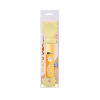 M-PETS Creamy Cat Spoon Sunshine Yellow – Mess-Free Cat Treat Dispenser Spoon, Ergonomic Feeding Tool for Creamy Cat Treats, Easy to Use & Store (27 x 6.5 x 0.5 cm)