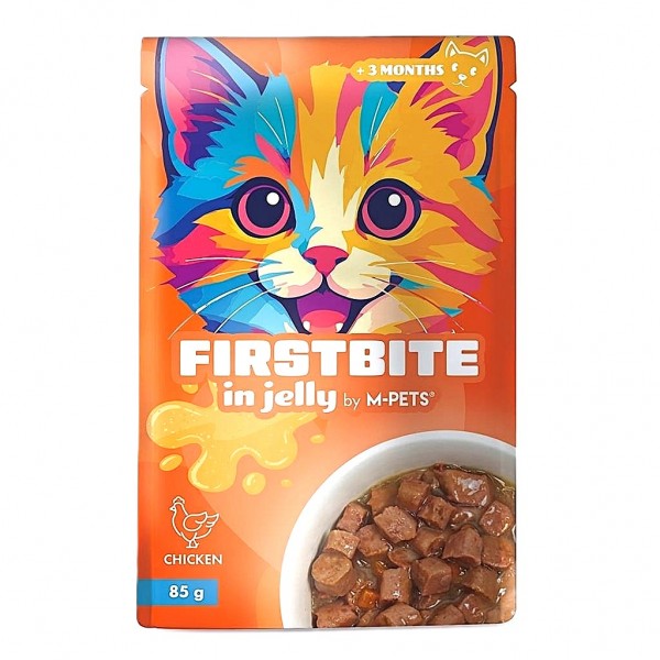 M-PETS FIRSTBITE Chicken in Jelly Wet Cat Food Pouch 85g – Premium Complete Meal for Kittens (3+ Months) & Adult Cats