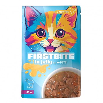 M-PETS Firstbite Lamb in Jelly Wet Cat Food Pouch 85g – Premium Nutritious Meal for Kittens & Adult Cats | High-Quality Lamb | Soft Jelly Texture | Made in Belgium