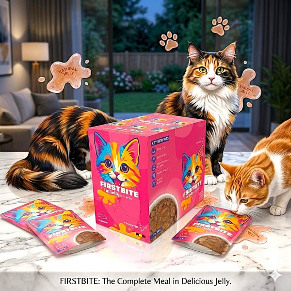 M-PETS FIRSTBITE Salmon in Jelly Wet Cat Food Pouches 12 x 85g – Premium Complete Wet Food with Salmon, Chicken & Taurine – Kitten & Adult Cat Nutrition – High Protein Natural Recipe