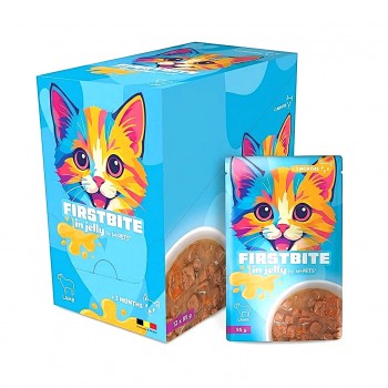 M-PETS Firstbite Lamb in Jelly Wet Cat Food Pouch 85g – Premium Nutritious Meal for Kittens & Adult Cats | High-Quality Lamb | Soft Jelly Texture | Made in Belgium