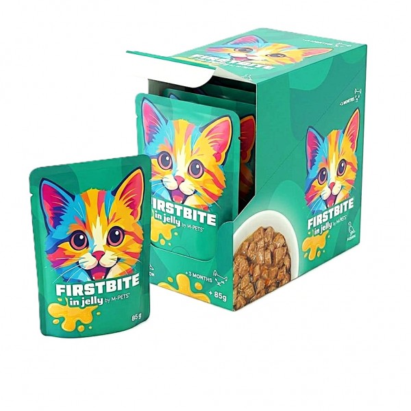 M-PETS Firstbite Pigeon in Jelly Wet Cat Food Pouches 12x85g – Premium Belgian Recipe with Pigeon & Chicken for Kittens & Adult Cats
