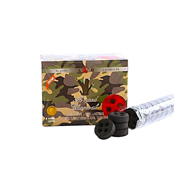 Al Qaed Army Quick Light Charcoal Tablets 50mm 20 Pcs Box for Bakhoor Incense Burning Shisha Hookah and Tobacco Use