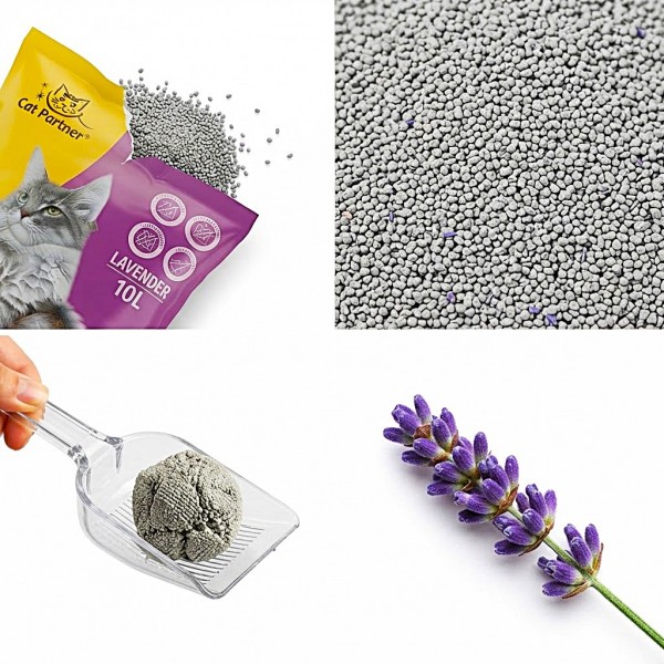 Cat Partner Lavender Bentonite Cat Litter 10L (7.5 KG), Natural Clumping Cat Litter, Extra Absorbent, Super Odor Control, Lavender Fragrance, Low Dust, Gentle on Paws, for Cats & Kittens