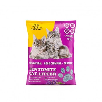 Cat Partner Lavender Bentonite Cat Litter 10L (7.5 KG), Natural Clumping Cat Litter, Extra Absorbent, Super Odor Control, Lavender Fragrance, Low Dust, Gentle on Paws, for Cats & Kittens