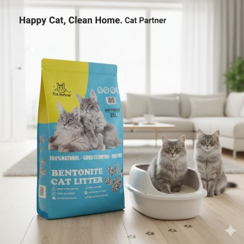 Cat Partner 25L Bentonite Cat Litter – Dust-Free, Clumping, Strong Odor Control, Baby Powder Scent, 100% Natural Clay, Easy Scooping, Safe for Cats