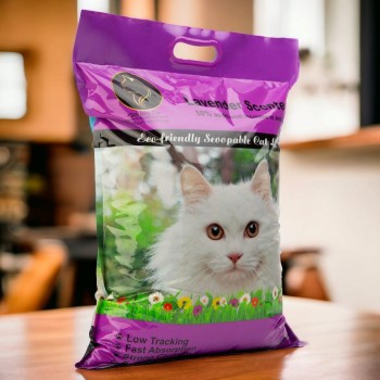 Golden Cat Bentonite Clumping Cat Litter 10L (8kg) – Lavender Scented, Strong Clumping Natural Clay, Odor Control, Dust-Free, Bacteria Prevention, Premium Scoopable Cat Litter