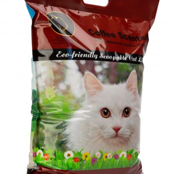 Golden Cat Bentonite Clumping Cat Litter 10L (8kg) – Coffee Scented, Strong Clumping Natural Clay, Odor Control, Dust-Free, Bacteria Prevention, Premium Scoopable Cat Litter