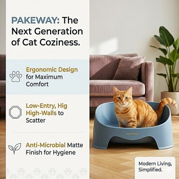 Pakeway Multi Functioned Cat Tray 54.5×43×39 cm – Enclosed Cat Litter Box with Drawer System, Spacious Covered Pet Toilet, Modern Gray Design
