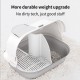 Pakeway Shell Flip-Top Cat Litter Box – Anti-Tracking Enclosed Cat Toilet with Corridor Design, Spacious Durable Pet Litter Tray, Gray & White, 59.4 × 39.5 × 46.4 cm