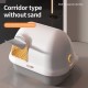 Pakeway Shell Flip-Top Cat Litter Box – Anti-Tracking Enclosed Cat Toilet with Corridor Design, Spacious Durable Pet Litter Tray, Gray & White, 59.4 × 39.5 × 46.4 cm