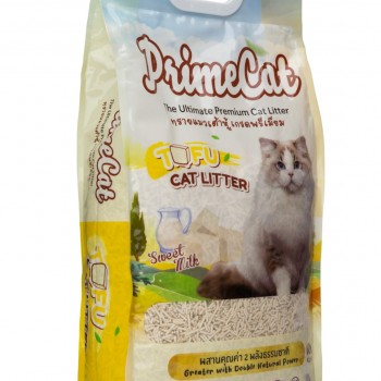PrimeCat Tofu Clumping Cat Litter, Sweet Milk Scent, 4 Packs x 4.5 kg (18 kg Total)