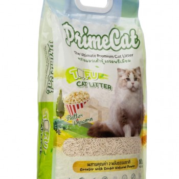 PrimeCat Tofu Clumping Cat Litter, Butter Popcorn Scent, 18 kg (4 Bags x 4.5 kg)