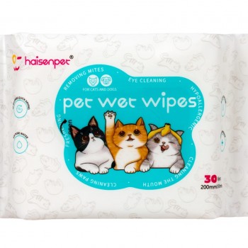 Haisenpet Anti Bacterial Pet Wet Wipes ( 30 Wipes 200mm X 160mm )