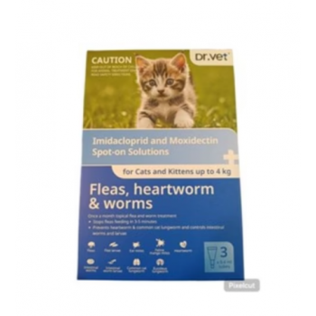 DR. VET Spot-On Solution Imidacloprid + Moxidectin For Cats & Kittens up to 4 kg | 0.4 ml per Tube