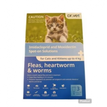 DR. VET Spot-On Solution Imidacloprid + Moxidectin For Cats & Kittens up to 4 kg | 0.4 ml per Tube