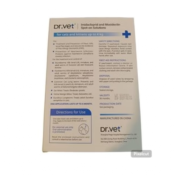 DR. VET Spot-On Solution Imidacloprid + Moxidectin For Cats & Kittens up to 4 kg | 0.4 ml per Tube