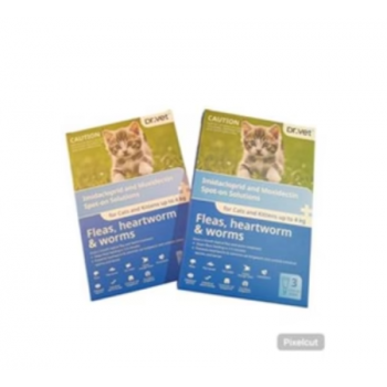 DR. VET Spot-On Solution Imidacloprid + Moxidectin For Cats & Kittens up to 4 kg | 0.4 ml per Tube