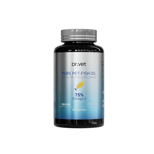Dr. Vet – All Natural Pet Fish Oil (DHA + EPA ≥75%) High Omega-3 | 100% Natural & Pure Fish Oil 80 Capsules per Bottle | For Cats & Dogs Dr. Vet – All Natural Pet Fish Oil (DHA + EPA ≥75%) High Omega-3 | 100% Natural & Pure Fish Oil 80 Capsules per Bottle | For Cats & Dogs