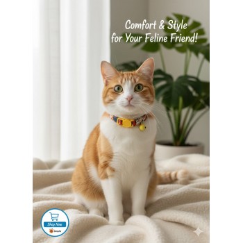 Cozy Paws Safe Cat Collar with Bell – 25cm Floral Print, Adjustable & Comfortable Fit, Breakaway Safety Buckle, Stylish & Lightweight Cozy Paws Safe Cat Collar with Bell – 25cm Floral Print, Adjustable & Comfortable Fit, Breakaway Safety Buckle, Stylish & Lightweight