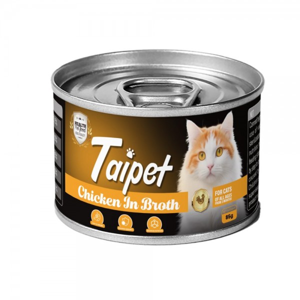 Taipet Cat Canned Wet Food Chicken in Broth – 85g, High-Quality Protein, Taurine & Vitamins, Suitable for Cats of All Ages, Nutritious & Easy-to-Digest