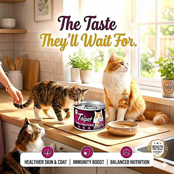 Taipet Cat Wet Food Chicken & Salmon in Broth 85g – Premium High Protein Complete & Balanced Nutrition Wet Cat Food for Kittens & Adult Cats – Natural Ingredients with Taurine & Vitamins A B2 E – Hydrating Soft Meal for Cats 3 Months+