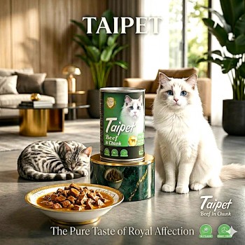Taipet Beef in Chunk Cat Food 400g – Premium Wet Cat Food for All Life Stages | High Protein Complete Nutrition