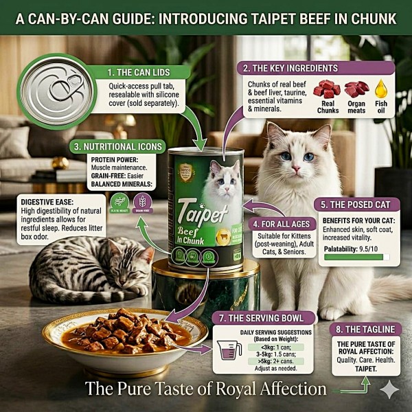 Taipet Beef in Chunk Cat Food 400g – Premium Wet Cat Food for All Life Stages | High Protein Complete Nutrition