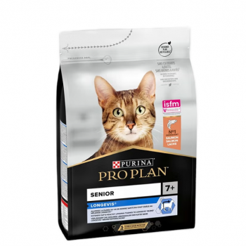 Purina Pro Plan Longevis Senior 7+ Dry Cat Food with Salmon – Complete Nutrition for Senior Cats, Supports Kidney, Brain & Immune Health, 3 kg