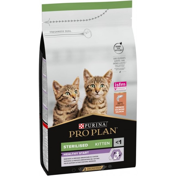 Purina Pro Plan Sterilised Kitten Healthy Start Dry Cat Food – Salmon, 1.5 kg – Colostrum for Immune Support, Urinary Health & Healthy Growth – No Added Colourants or Flavourings