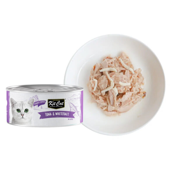 Kit Cat Deboned Tuna & Whitebait Toppers 80g (24 x 80g Box) Grain Free Wet Cat Food | Hairball Control | Urinary Tract Health Support | Omega 3 & 6 | No Pork No Lard | Taurine Added | All Life Stages