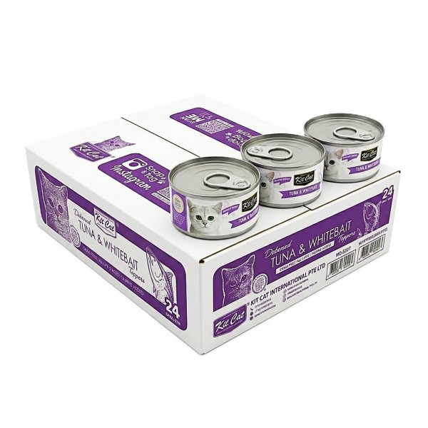 Kit Cat Deboned Tuna & Whitebait Toppers 80g (24 x 80g Box) Grain Free Wet Cat Food | Hairball Control | Urinary Tract Health Support | Omega 3 & 6 | No Pork No Lard | Taurine Added | All Life Stages Kit Cat Deboned Tuna & Whitebait Toppers 80g (24 x 80g Box) Grain Free Wet Cat Food | Hairball Control | Urinary Tract Health Support | Omega 3 & 6 | No Pork No Lard | Taurine Added | All Life Stages
