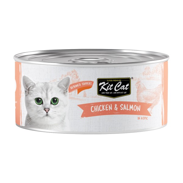 Kit Cat Chicken & Salmon Wet Cat Food 80g (24 Cans) Grain-Free Hairball Control Formula – Rich in Omega 3 & 6, Supports Urinary Tract Health, Reduces Kidney Stone Risk, No Pork No Lard, No Artificial Preservatives, Super Premium Cat Food