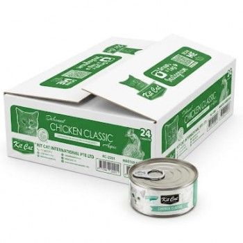 Kit Cat Chicken Classic Wet Cat Food 80g (24 Pack) Hairball Control Grain Free Cat Food Rich in Omega 3 & 6 Supports Urinary Health No Artificial Preservatives Complete & Balanced Nutrition for All Life Stages