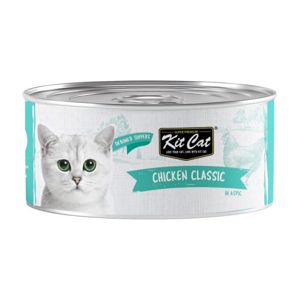 Kit Cat Chicken Classic Wet Cat Food 80g (24 Pack) Hairball Control Grain Free Cat Food Rich in Omega 3 & 6 Supports Urinary Health No Artificial Preservatives Complete & Balanced Nutrition for All Life Stages