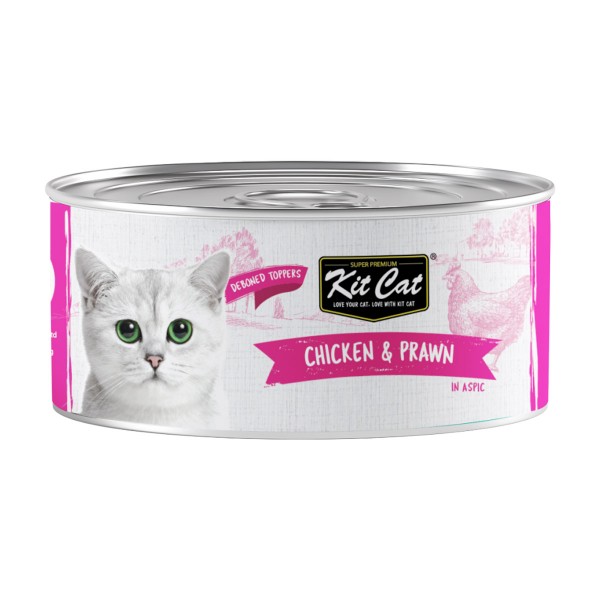 Kit Cat Chicken & Prawn Wet Cat Food 80g (24 x 80g Box) Grain Free Deboned Toppers | Hairball Control | Taurine Added | Omega 3 & 6 | Urinary Tract & Kidney Health Support | No Pork No Lard | All Life Stages Cats Kit Cat Chicken & Prawn Wet Cat Food 80g (24 x 80g Box) Grain Free Deboned Toppers | Hairball Control | Taurine Added | Omega 3 & 6 | Urinary Tract & Kidney Health Support | No Pork No Lard | All Life Stages Cats