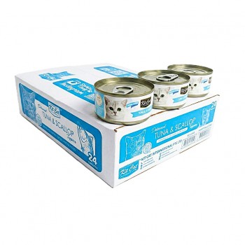 Kit Cat Tuna & Scallop Wet Cat Food 80g (1 Box – 24 Cans) Grain Free Hairball Control Premium Cat Food with Tuna & Scallop